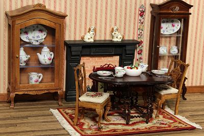 Dining chairs in a dollhouse room