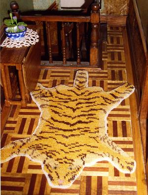 Marjory's finished tiger-skin rug