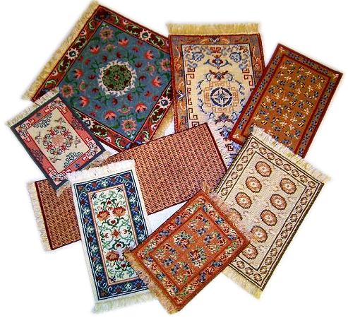 Group of many of Heide's carpets and rugs