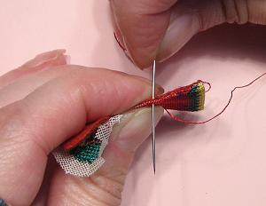 Miniature needlepoint tutorial -  sew backing and gauze together