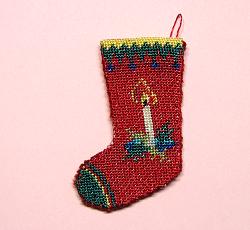 Miniature needlepoint tutorial - the finished stocking