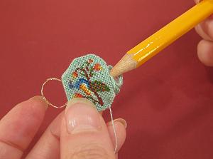 Miniature needlepoint tutorial - lightly stuff the bag