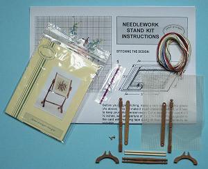 Contents of a dollhouse needlework stand kit