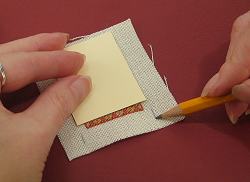 Dollhouse needlepoint tutorial - mark the width of the frame on to the fabric