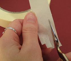 Dollhouse needlepoint tutorial - cut narrow strips of masking tape