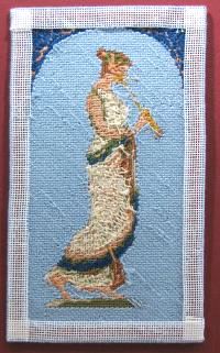 Dollhouse needlepoint tutorial - hemming complete, back view
