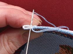 Dollhouse needlepoint tutorial - stitching through two folded layers
