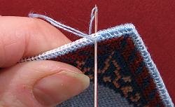 Dollhouse needlepoint tutorial - continue stitching along the second side